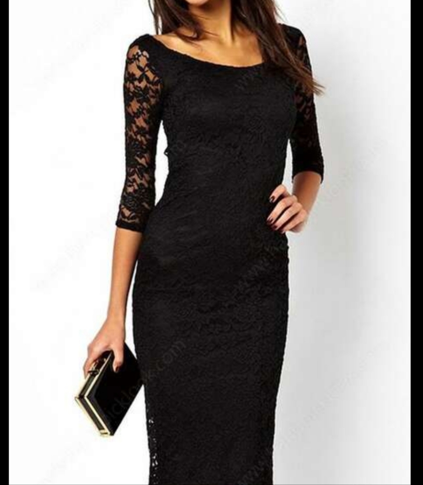 Candie's Black Lace Overlay Column Dress